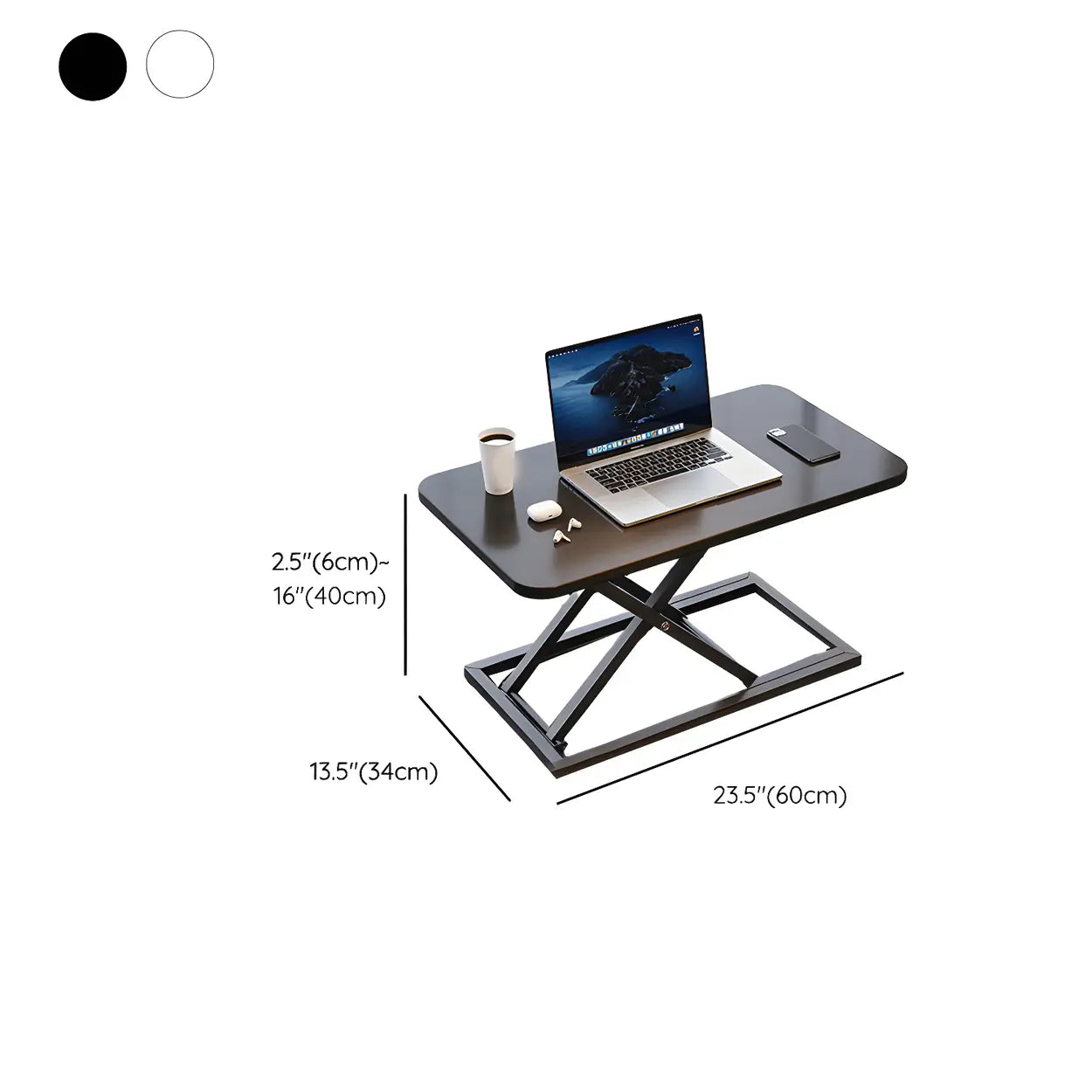 Adjustable Folding Black Wood Trestle Standing Desk #size
