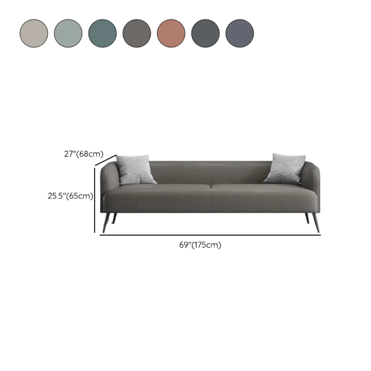 Trendy Cream Gray Cushioned Pillow Sofa with Arms #size