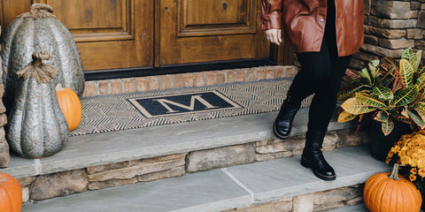 Low profile monogrammed double door doormat personalized with your initial