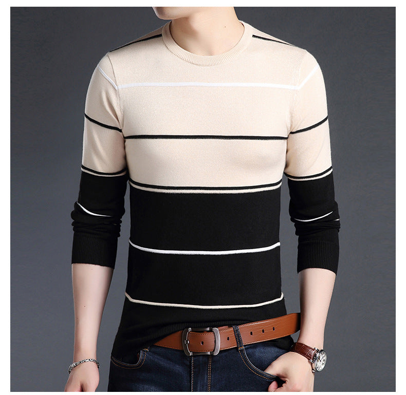 Men's O-Neck Striped Sweater Up To 3XL | TrendSettingFashions