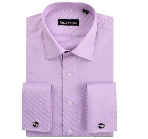 Men's French Cut Striped Dress Shirt with Luxury Button Cuffs