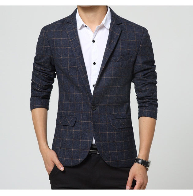 Men's Plaid Blazer Up To 6XL - TrendSettingFashions