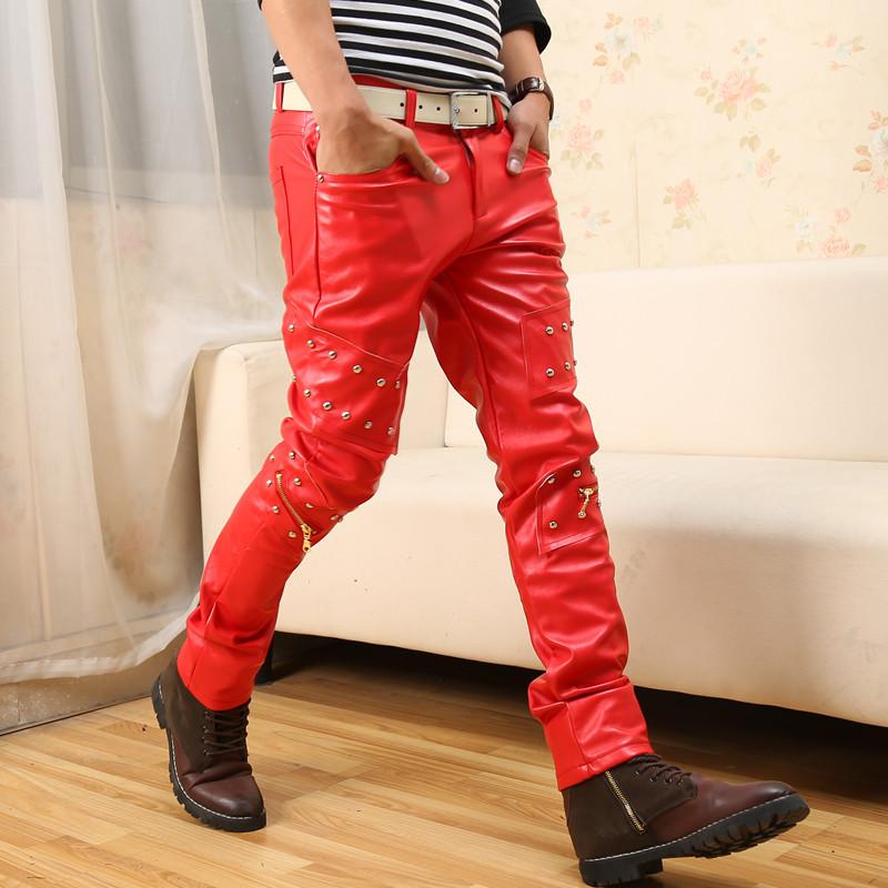 Men's Red Leather Pants | TrendSettingFashions
