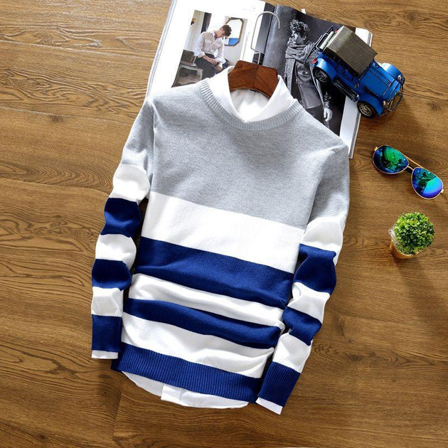 Men's Striped Fashion Pullover - TrendSettingFashions