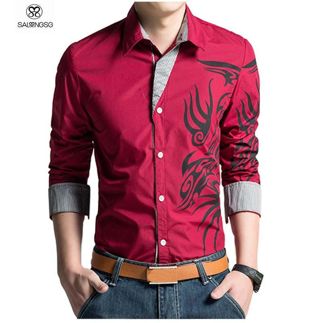 Men's Dragon Dress Shirt Up To 3XL - TrendSettingFashions