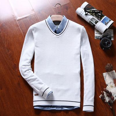 Men's V-Neck Cotton Sweater Pullover - TrendSettingFashions