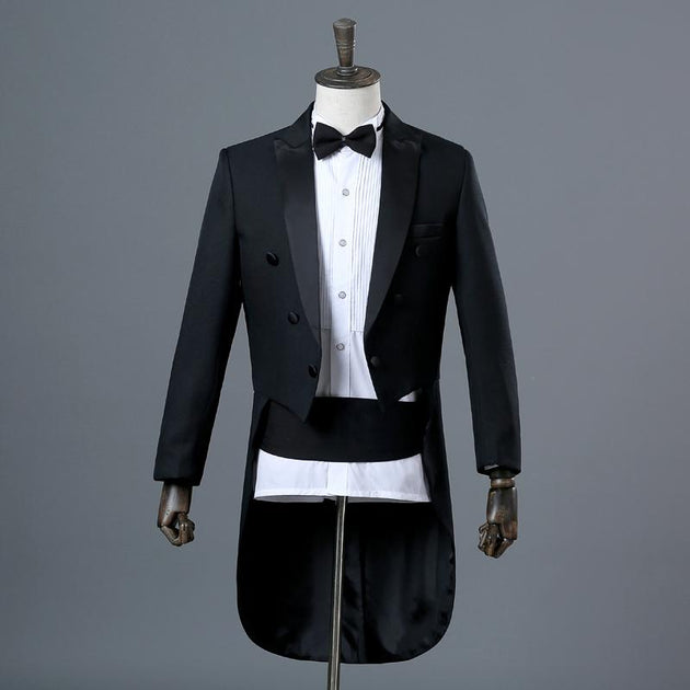 Men's Two-Piece Black Classic Tail Coat Suit Up To 2XL ...