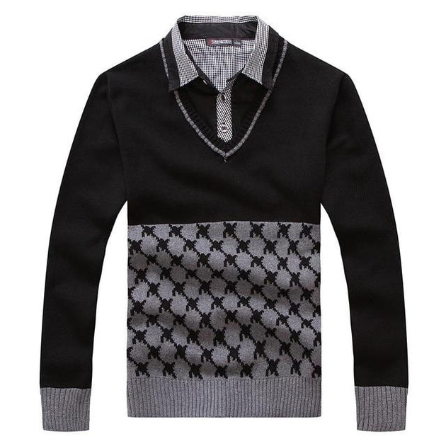 Men's knitted Fashion Splicing Sweater - TrendSettingFashions