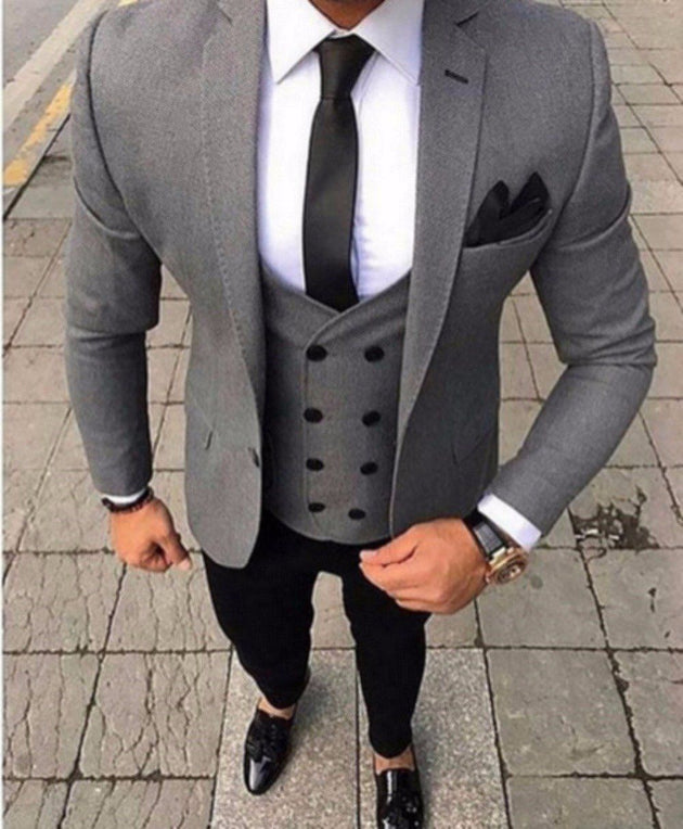 Men's Coal Grey 3 Piece Tuxedo Up To Size 6XL(Jacket, Pants, Vest)