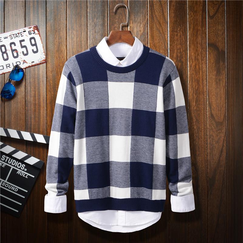 mens checkered v sweaters