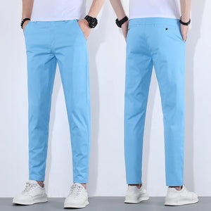 KUBRO Men's Cotton Chinos, Sky Blue - SpotSouk - Chino Joggers Men
