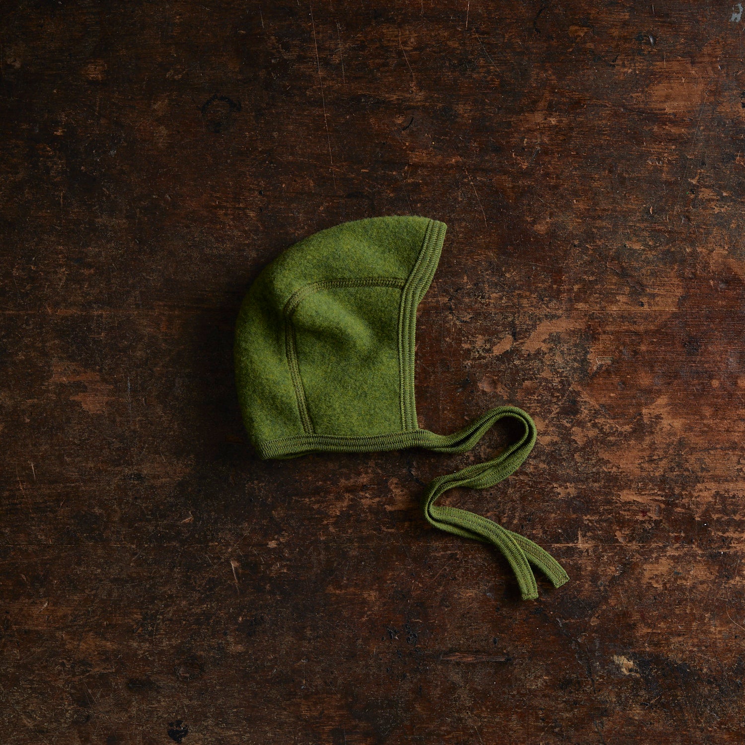 Piculet Baby Bonnet - Merino Wool Fleece - Forest, MamaOwl
