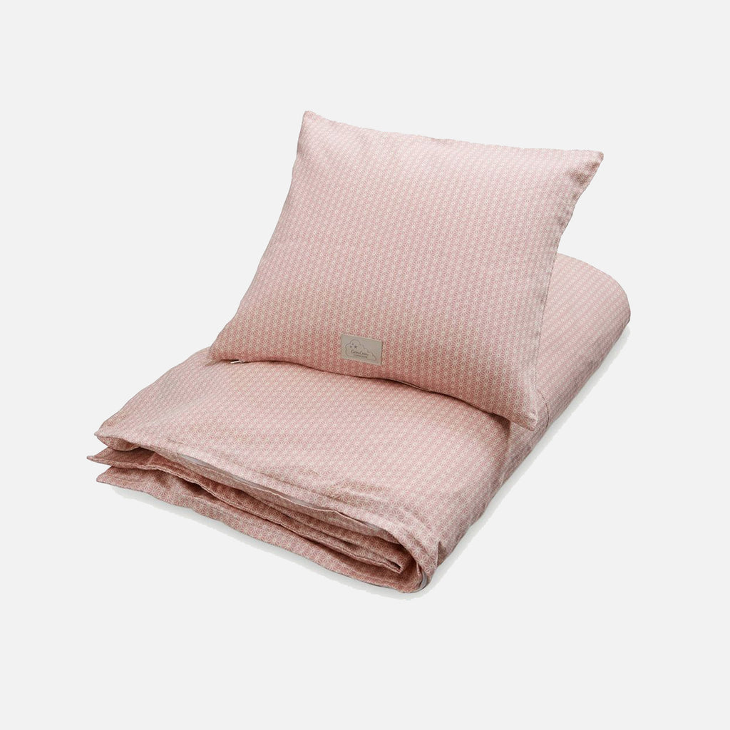 Organic Duvet Pillow Cover Sashiko Blush Junior Cot Mamaowl