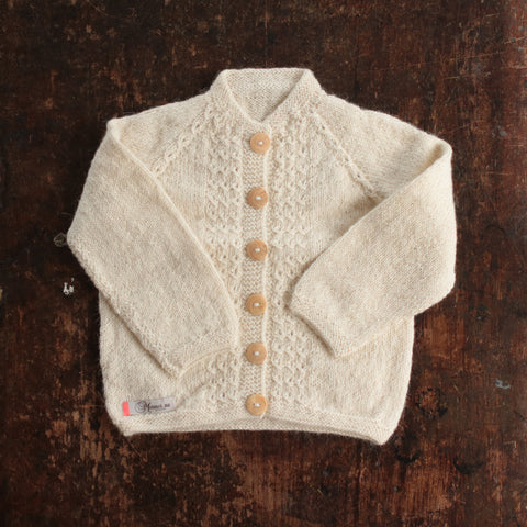 Hand Knit Alpaca Grethe Cardigan - Natural