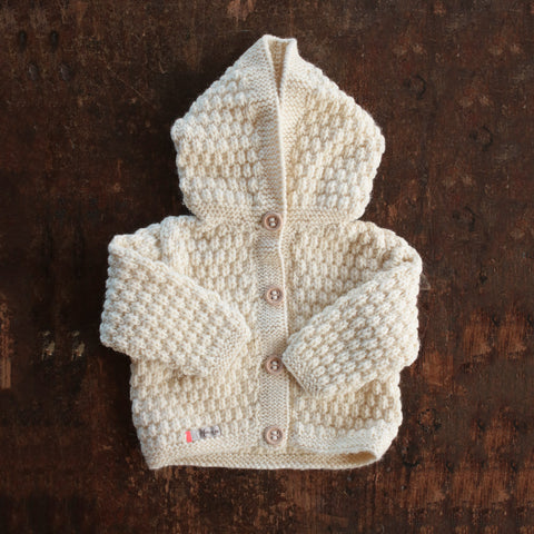 Hand Knit Merino/Alpaca Kids Jacket - Natural