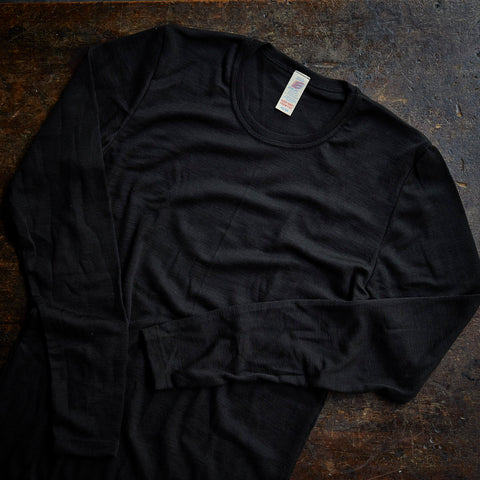 Men's Organic Merino Wool & Silk LS Top - Black