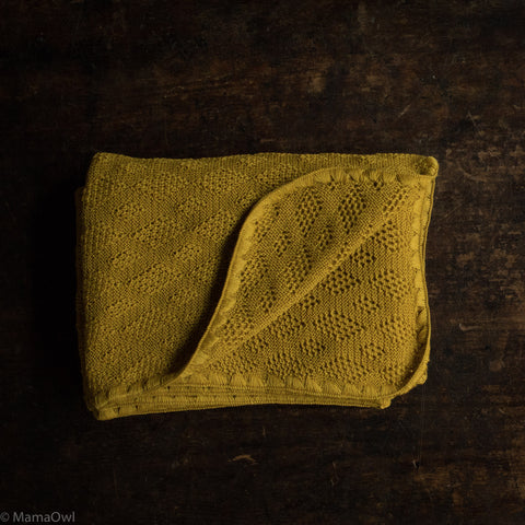 Organic Merino Wool Baby Blanket - Curry
