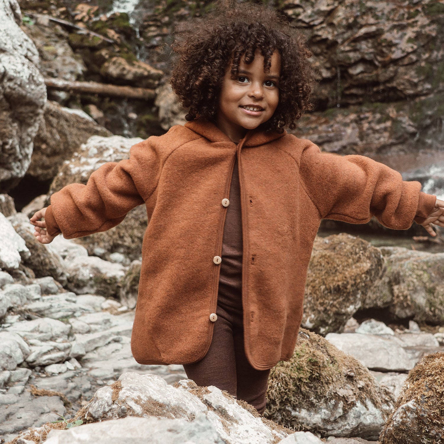 & Fleece Kids on Merino Tinker MamaOwl | Jacket Deep Rust Baby Reviews - - | Wool