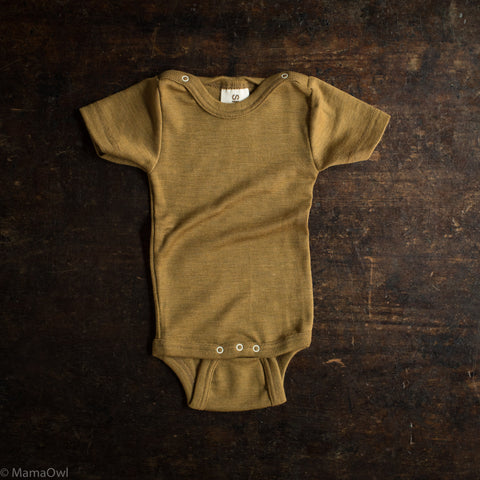 Exclusive Organic Merino Wool & Silk SS Press Studs Baby Body - Deep Ochre