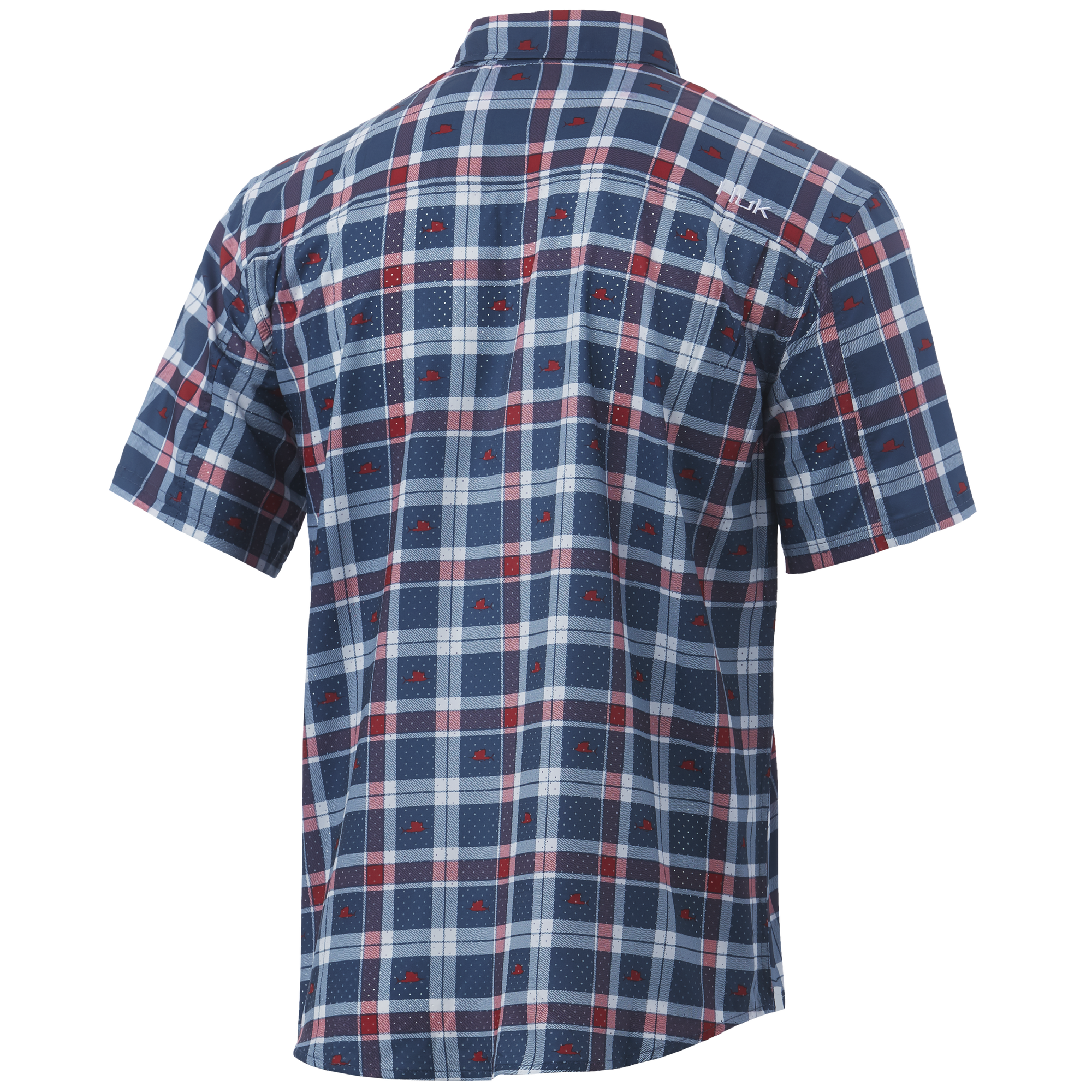 Huk Tide Point Fish Plaid Short Sleeve