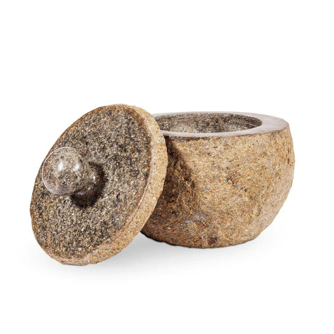 natural stone storage bowl with lid