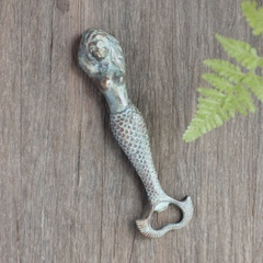 Brass Mermaid Bottle Opener - Antique Green