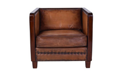 Art Deco Aged Leather Armchair