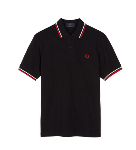 Fred Perry M12 Original Twin Tipped Polo Black / White / Bright Red ...