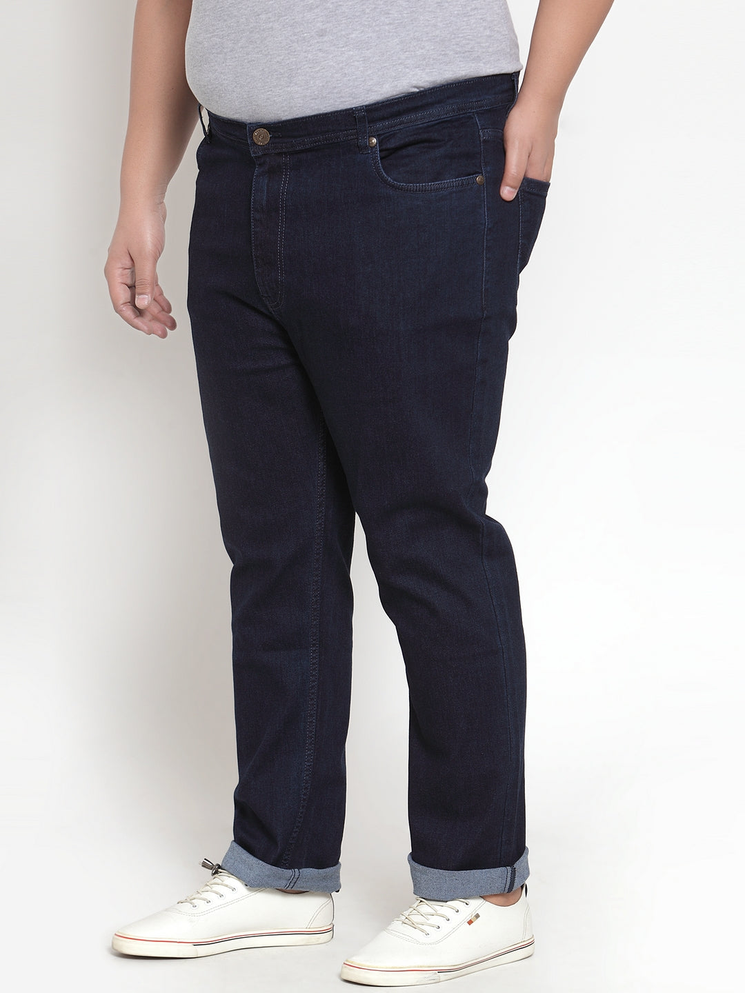 Midnight Blue Straight Fit Plus Size Cargo Jeans – Offduty India