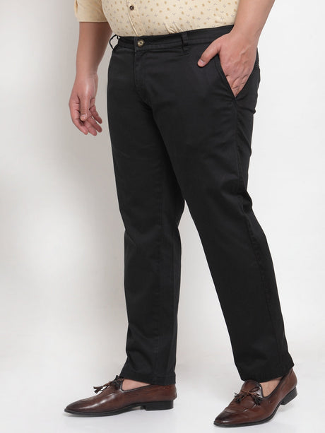 Men Charcoal Mid-Rise Cotton Formal Trousers –