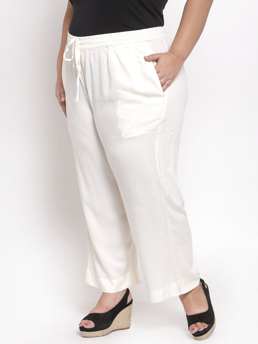 Buy White Schiffli Straight Pants Online - W for Woman