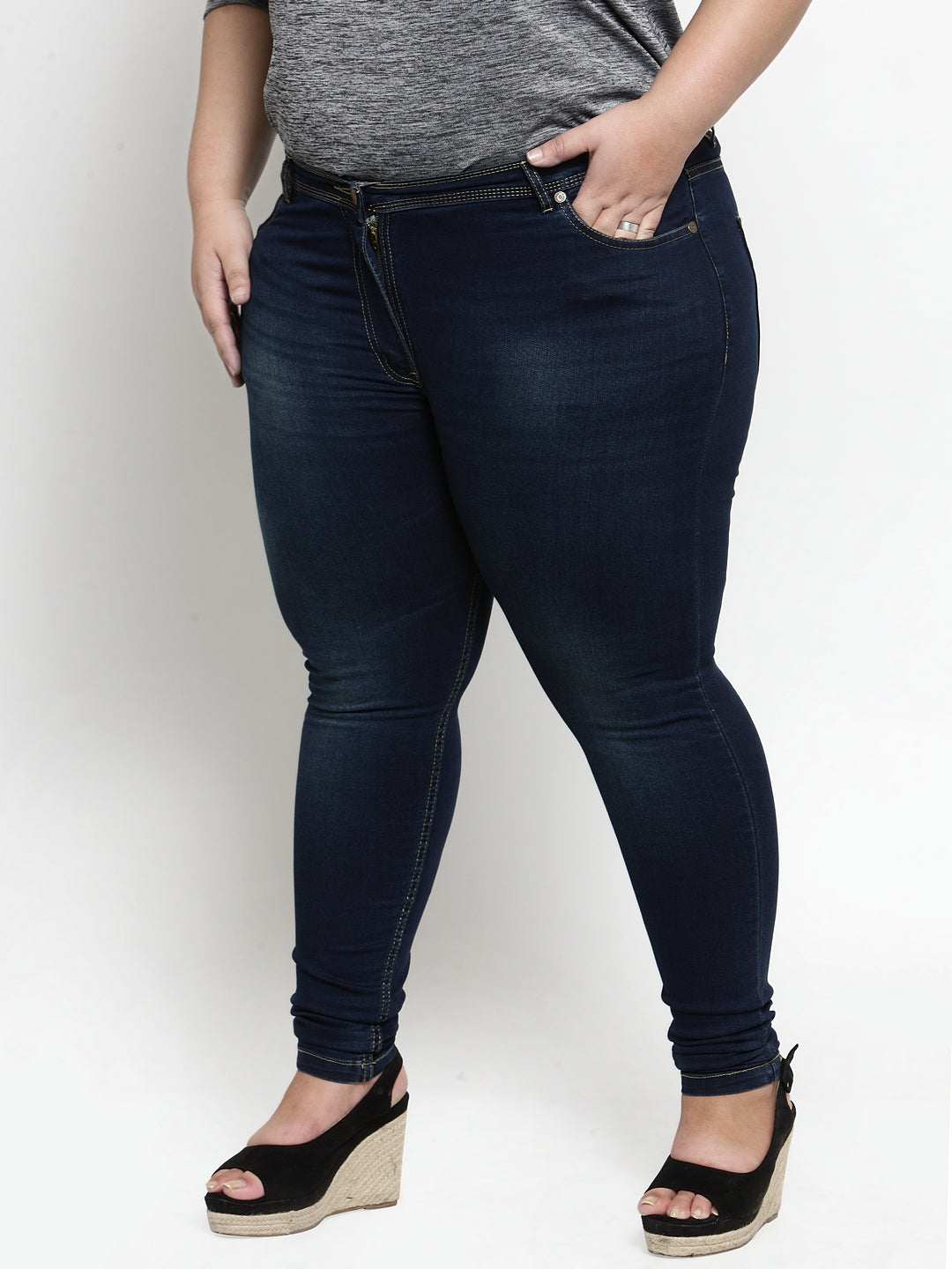 LADIES PLUS SIZE DENIM POCKET JEGGINGS WOMENS JEANS LOOK PRINT LEGGINGS  18-24 | eBay