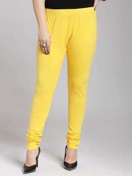 Buy Go Colors Women Solid Color Churidar Legging - Lemon Online - Lulu  Hypermarket India