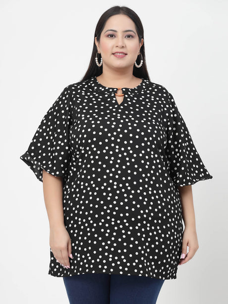 Plus Tops 2X Printed Neck Sleeve V Top Plus Blouse Size Women's