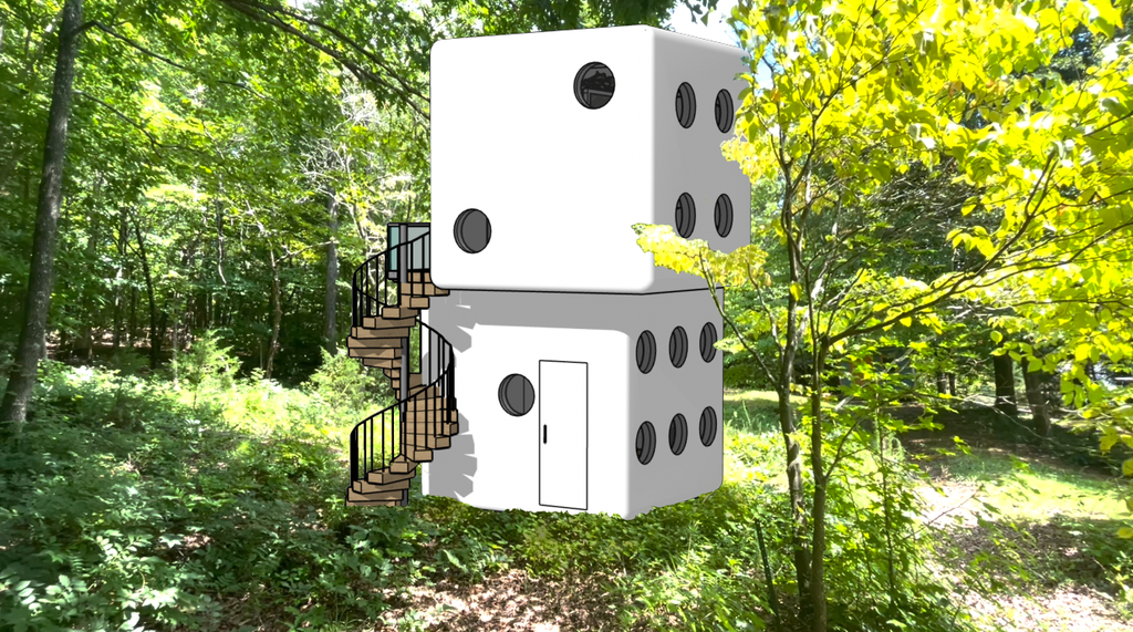 Tiny-Dice-House-Airbnb-Omg-Fund-winner-in-the-woods