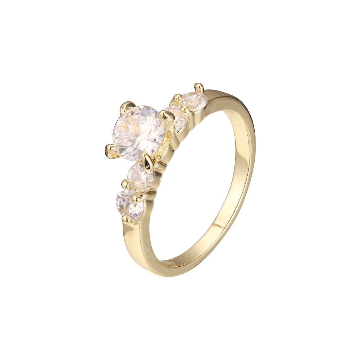 Solitaire and cluster stackable rings in 18K Gold, 14K Gold plating co ...