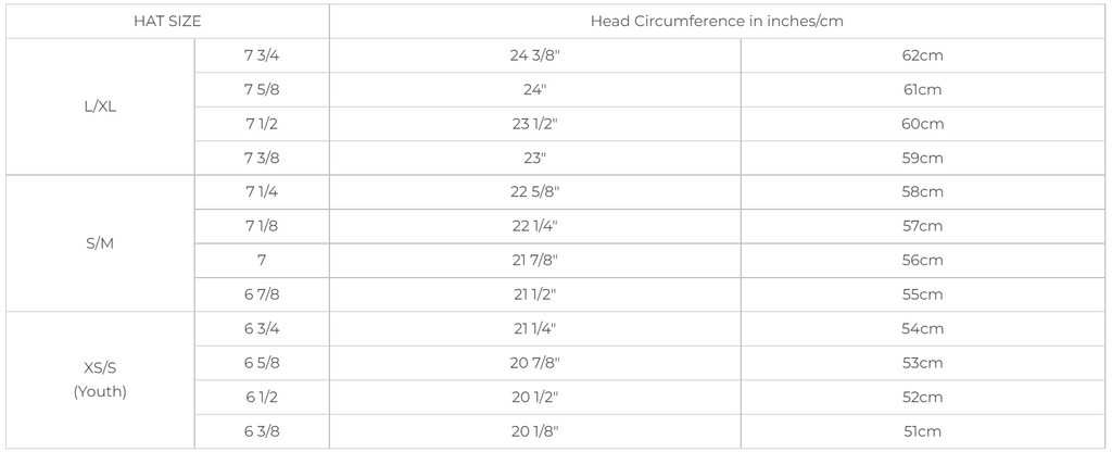 black clover caps size chart