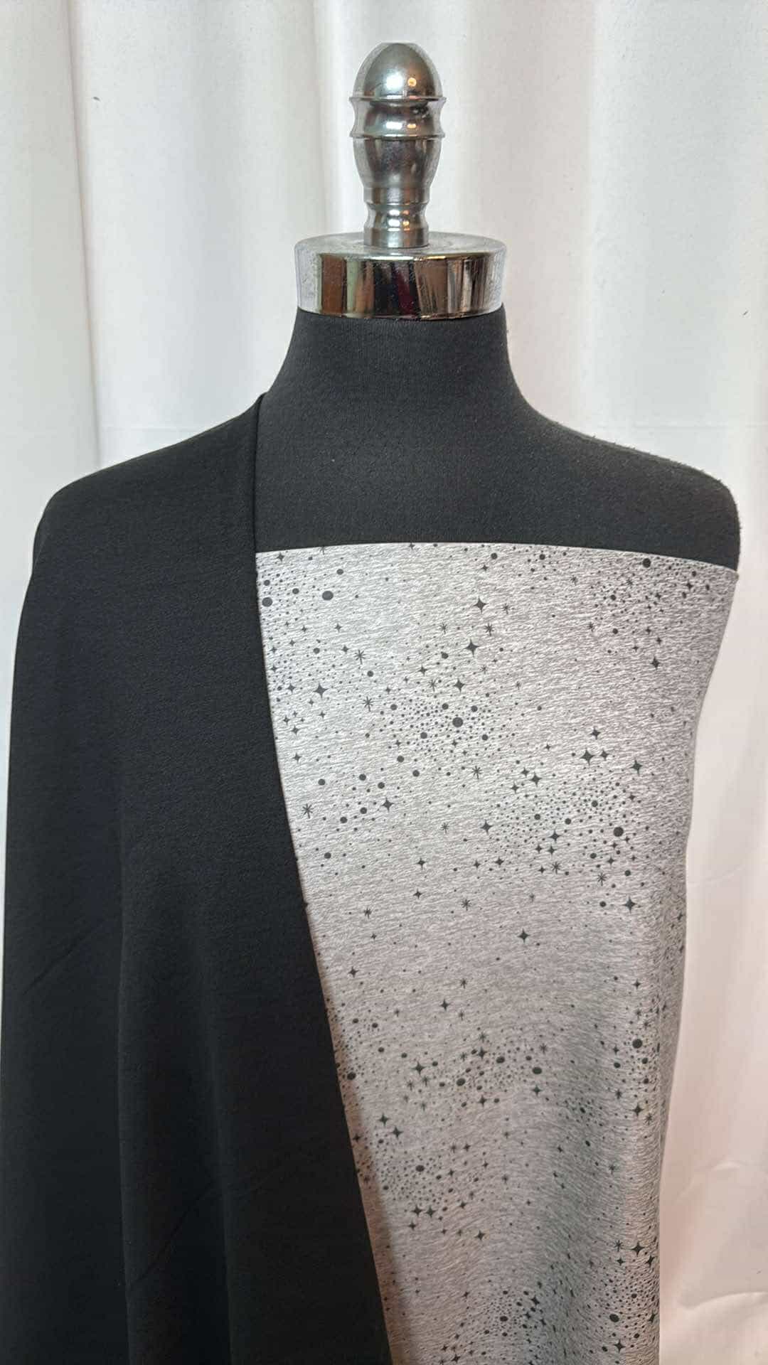 BLACK/SILVER STAR BUNDLE : 1+YD Silver Star Peached PF & 33" Cut of Black 2-Tone Peached PF : A26945
