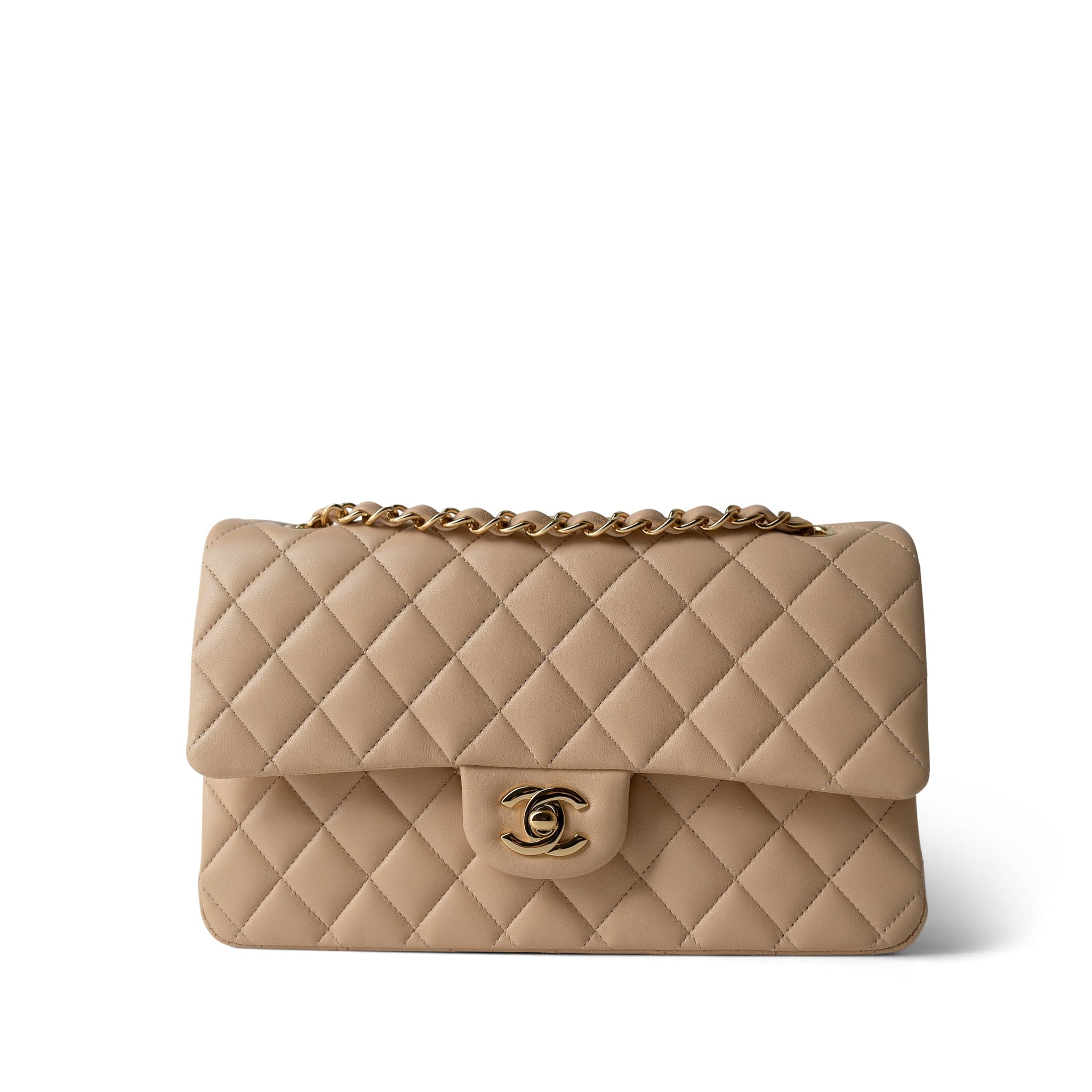 Chanel Beige Clair Caviar Quilted Small Classic Double Flap Gold