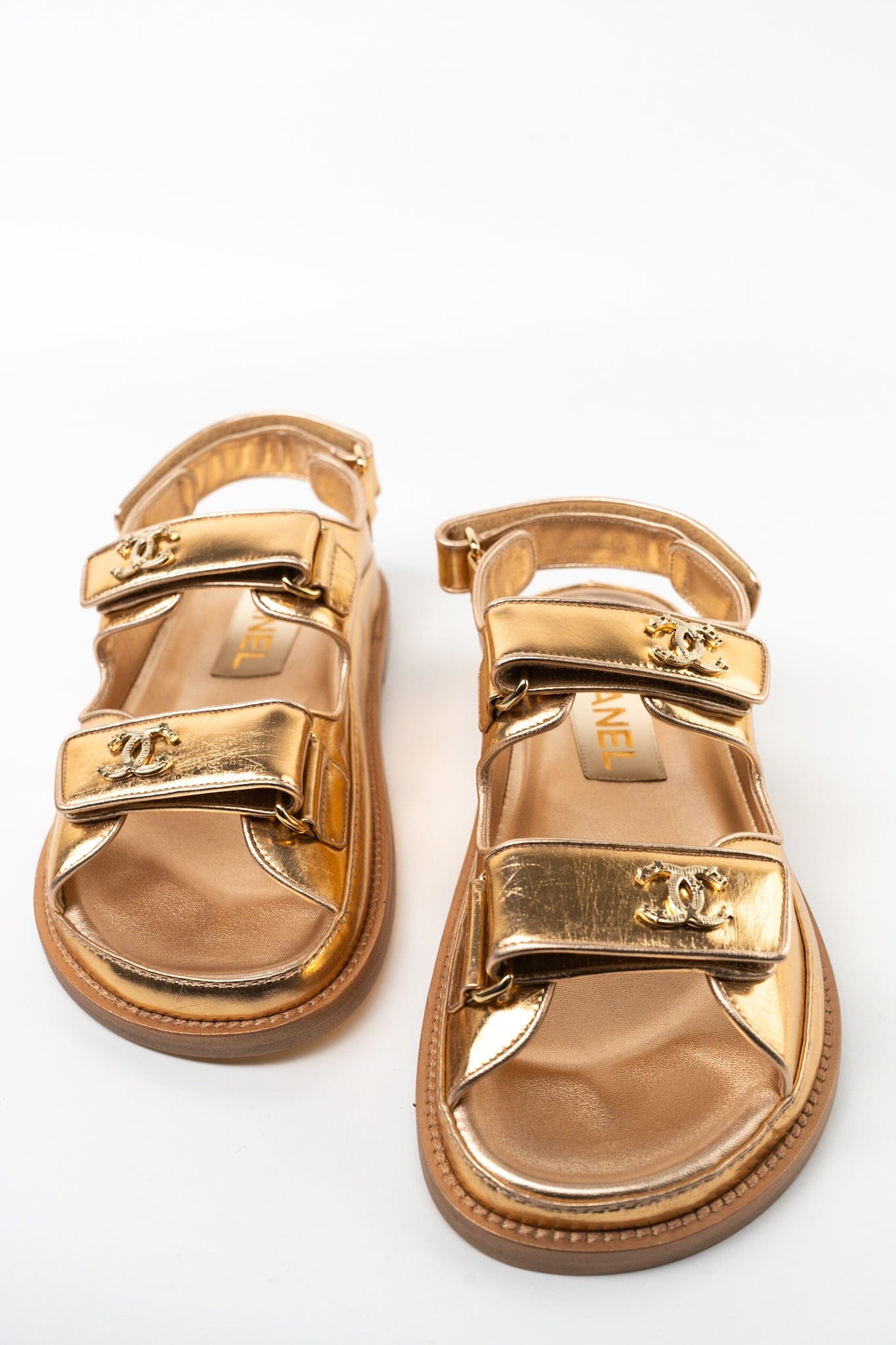 Chanel Dad Sandals Metallic Gold