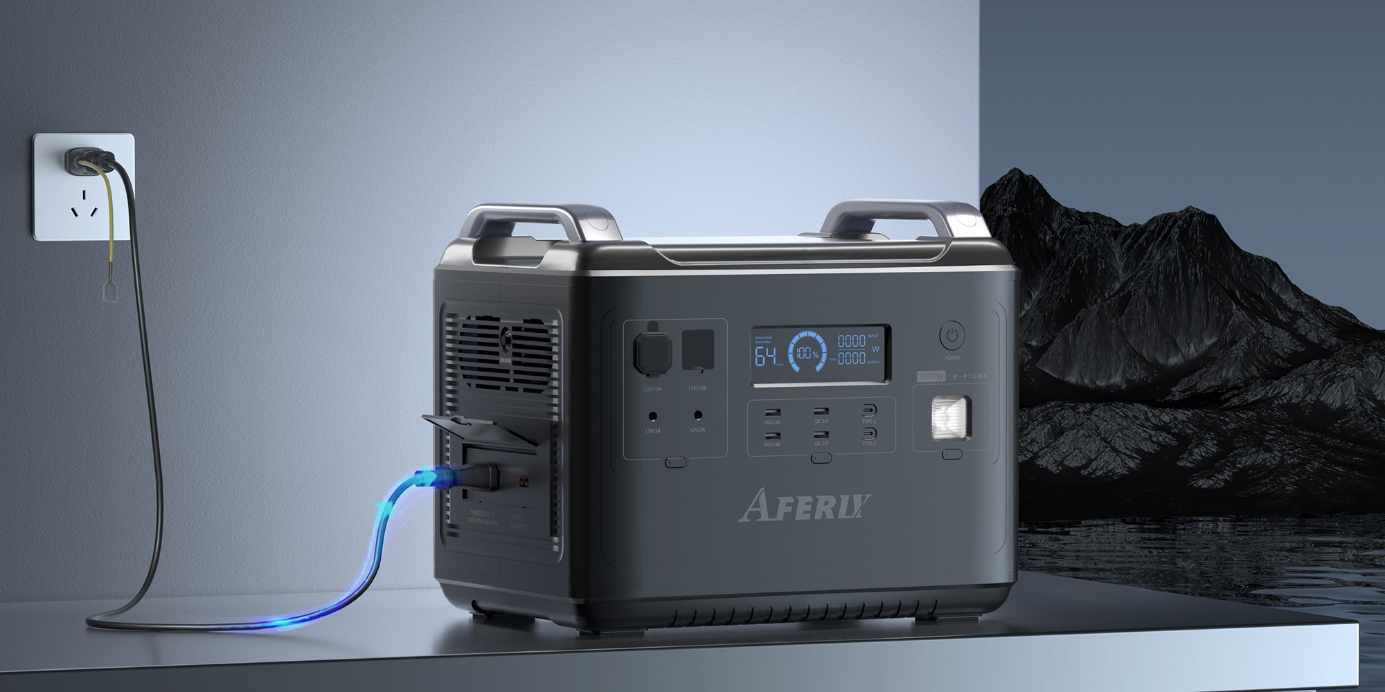 AFERIY 2001A Portable Power Station 2000W 1997Wh, Fully Charge in 1.5 Hours