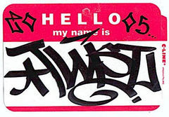 Barry McGee Original Slap-Up Tag Hello My Name Is Sticker 2005 Signed