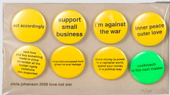 Chris Johanson Love Not War Button Badge Set 2004 Numbered