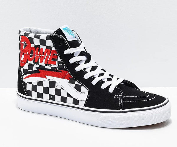 carga flaco magia David Bowie Sk8-Hi Bowie Check Black & White Size 12 Sneaker by Vans S –  Sprayed Paint Art Collection