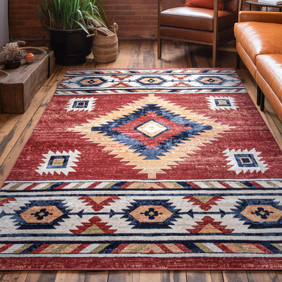 Boho Plant Abstract Art Brown Washable Bathroom Rug