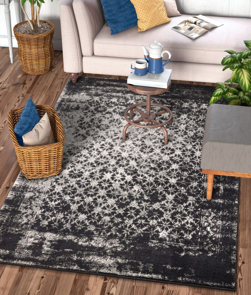 Manchester Grey Modern Distressed Rug Well Woven