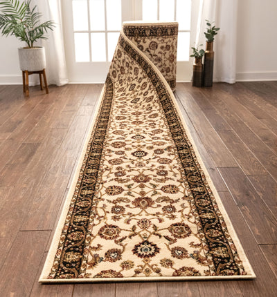 Custom Size Brown Beige Runner Rug Geometric Volley Dessign Cut to