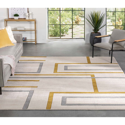 Geometric Bohemian Design Area Rug Gray Cream Modern Abstract Rug