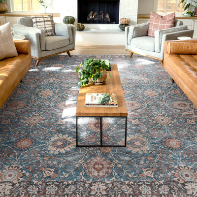 Spill Proof and Machine Washable Blue Rug – Perfect for Everyday