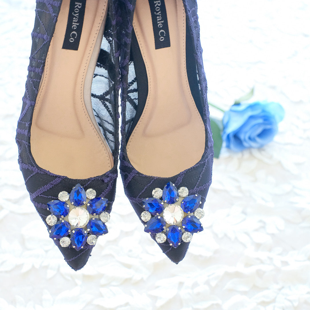 navy blue lace heels